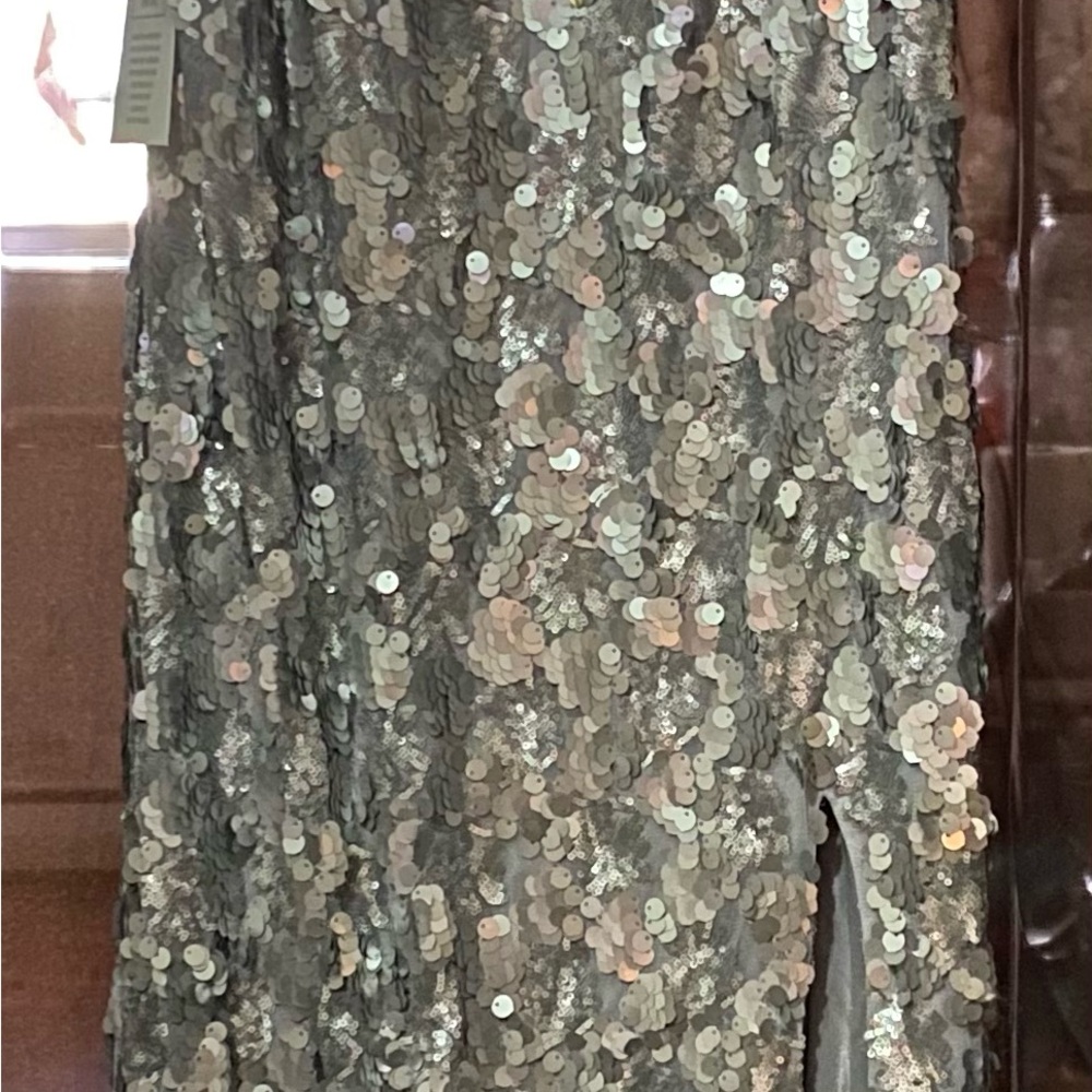 Sequin Embellished Silver Skirt